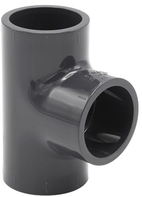 Baumaxxe PVC T-Stück 32mm - Klebemuffe Fitting - 16 Bar - bm067 | 1 Zoll PVC Fitting, 3x Klebemuffe und Anschlagfuge, zum Verkleben mit PVC Rohr 32mm, Pool Zubehör für Poolverohrung 32mm