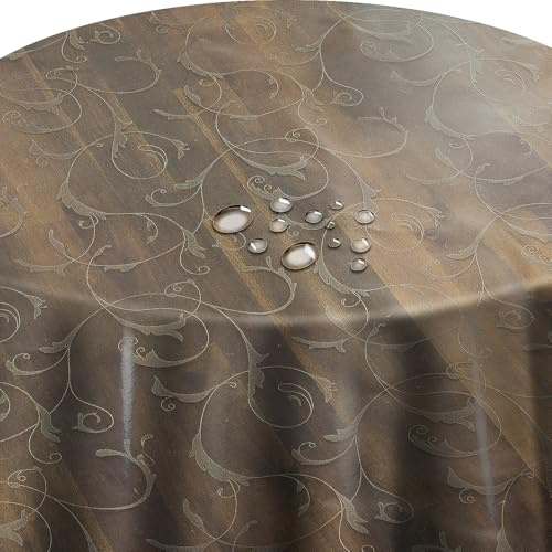 Transparente Folie Tischdecke Tischfolie Schutzfolie mit Muster Barock Paradiso Oval 130 x 160 cm abwaschbar