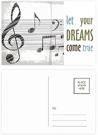 Klassisches, schönes Musik-Postkarten-Set mit einfachem Muster Dream Come True, 20 Stück