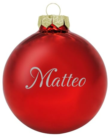 Deitert Weihnachtskugel mit Wunschtext Gravur, Ø 8cm, personalisierte Christbaumkugel aus Glas (glänzend), Individueller Weihnachtsbaumschmuck Namen oder Spruch, Wunschtext, rot