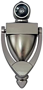 QCAA Door Knocker with 180 Degree Viewer, Zinc Die-Cast Construction 5-1/2'' Height, Satin Nickel, 1 Pack