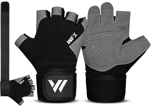 WESTWOOD FOX Guantes de Gimnasio para Entrenamiento de Fitness, Antideslizantes, con absorción de Golpes, Guantes de Levantamiento de Pesas, Agarre Acolchado (Long Wristband, XL)