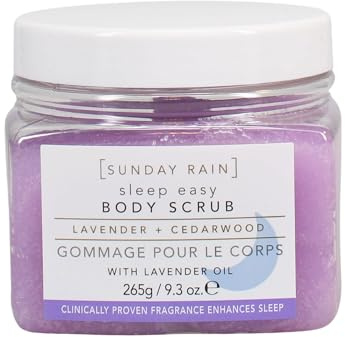 Sunday Rain Sleep Easy Polier-Körperpeeling für trockene Haut, beruhigender Lavendelduft, vegan und tierversuchsfrei, 265 g