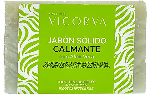 Vicorva | Jabón Sólido Aloe Vera Pastilla 100 gr | Hidratante y Humectante | Hecho en España | Ingredientes naturales | Producto Orgánico | Jabón Natural