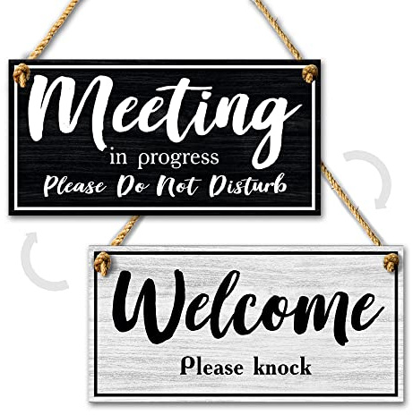 Do Not Disturb Door Hanger Sign - 10 x 5 inches DS Dibond Meeting In Progress Door Sign