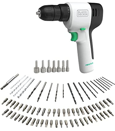 BLACK+DECKER Reviva 12 V skruvdragare med inbyggt batteri 1,5 Ah 80 tillbehör REVDD12A80-QW