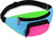 80er Jahre Retro Neon Gürteltasche mit 2 Fächern Freihändig Damen Bauchtasche 80er Jahre Kostüme für Herren Kinder Retro Hüfttasche für Festival Reisen 80er Thema Party (Blau Unterseite)
