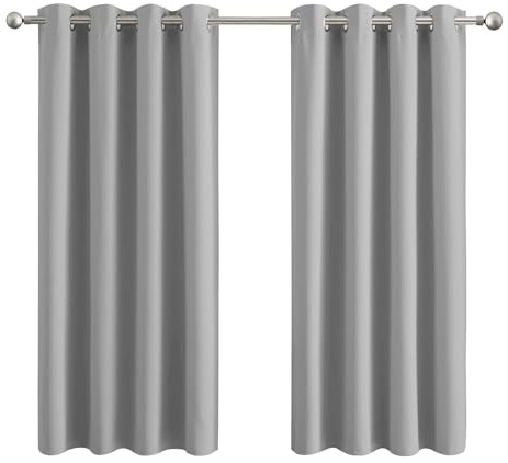 Aspire Homeware Blackout Curtains for Bedroom - Light Grey Curtains Eyelet Super Soft & Energy Saving Privacy Protection Thermal Insulated Living Room Curtain Drapes with Tiebacks 46x54 Inch 2 Panel