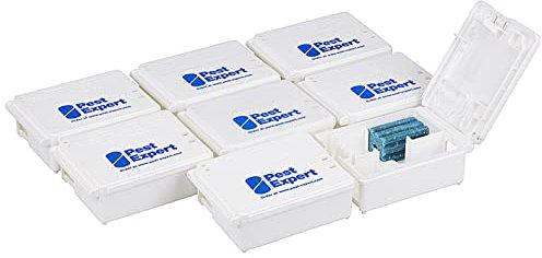 Pest Expert Mouse Poisoning Bait Boxes for Indoors – Heavy duty, Reusable & Locking – for Mouse Poison Bait Blocks and Pasta Paste Bait (Pack of 8) (Mouse Bait Boxes x 8)