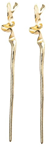 FRCOLOR 2Pcs Vintage Strass Haarstäbchen Chinesische Essstäbchen Retro Chignon Pins Stilvolle Brötchen Haarstäbchen Golden