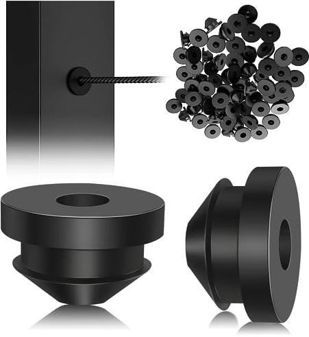 100 Pack Cable Railing Kit Rubber Grommets Protector Sleeve, Black 1/8 Cable Railing Post Protector Sleeves for 1/8 5/32 3/16 Wire Rope, Deck Cable Railing Kit for Indoor Outdoor Metal Posts