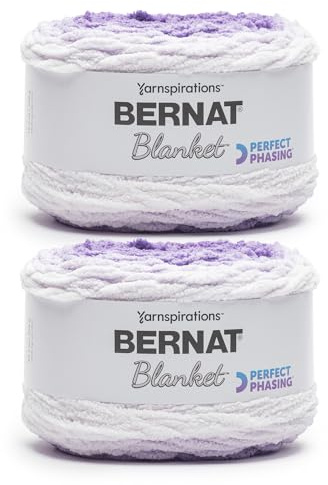 Bernat filt perfekt fasning mörk orkidé kakgarn – 2-pack med 299,37 g (10,56 oz) – 100% polyester – #6 super skrymmande – 220 meter för stickning, virkning, hantverk och amigurumi, tjockt