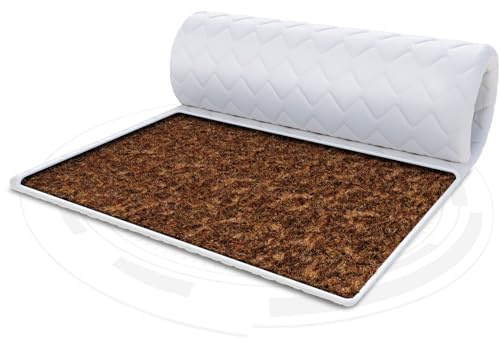 FDM Matratzentopper KOKOS Matratze Topper 200x200 cm Härtegrad H4 Höhe ca. 1 cm Allergiker Geeignet Öko-Tex Weiß