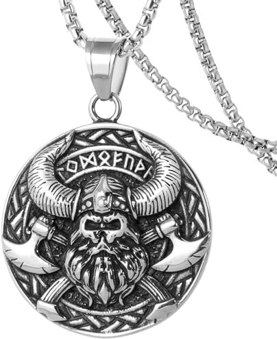 Vikingo cabeza de toro Martillo de Thor collar para hombres mujeres, Vintage nórdico Mjolnir amuleto colgante con cadena de 24 pulgadas, collar vikingo regalos