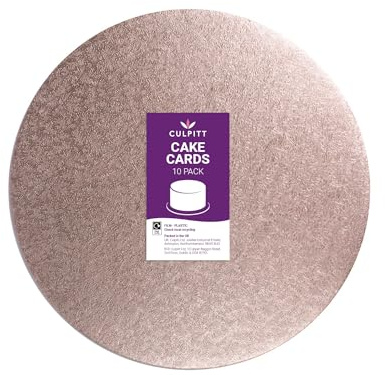 Culpitt 10 Round Cake Boards | Rose Gold | 2.7mm Cards For Celebration Desserts, Birthday Treats, Tiered Sponge, Cupcakes, and More! 10 inch, Pack Of 10
