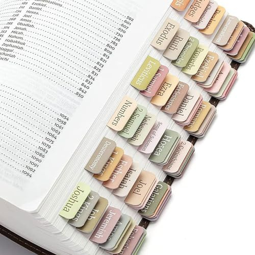 Bzzerumy 75 klistermärken laminerade bibelflikar, rosa grå, stor kristen gåva för kvinnor, lätt att läsa och använda bibel-journaling-flikar