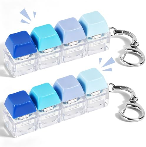 AUAUY 2 st Fidget Keychain Keyboard, 4 Nycklar Fidget Clicker för Tangentbord, Stressavlastning, Död Tid, Fidgets Spel Anti-Stress Nyckelring För Skolan, Kontor (Gradient Blue)