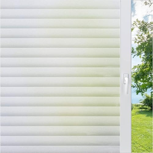 Milchglasfolie Sichtschutz 120 x 100 cm Sonnenschutz Hitzeschutz Uv-Schutz Fenster Blickdicht Dekorfolie Uv-Schutz Sonnenschutzfolie für Büro Und Haus, Streifen