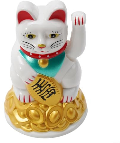 HEIBTENY Glückskatze, Winkekatze Maneki Neko Winkekatze Gold Winke Katze Chinesische Glücks glückskatze Lucky cat deko Katze(4.5inch White)