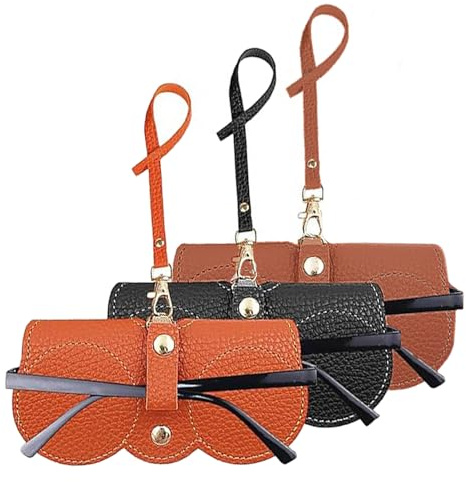 TRKETK 3 Stück Mode Sonnenbrillenetui, Portable Tragbares Schlankes Brillenetui Reiseschutzabdeckung für Brillen Brillenetui aus Weichem Leder Brillenetui mit Gürtelclip für Männer und Frauen