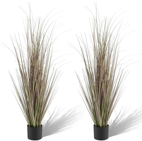 JonesHouseDeco 2Pack 5ft Purple Onion Grass, 59in Tall Artificial Grass Plant, Faux Plants Indoor Home Decorative Artificial Plants & Flowers in Pot Fake Plant, House Plant Outdoor Greenery Gift