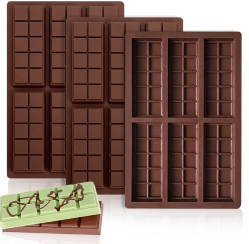 Schokoladenform Silikon, 3 Stück Tief Schokoladentafel Form, Silikonform Schokolade, Extra Tief Schokolade Form, Wiederverwendbare Schokoladenform für Schokolade Praline Süßigkeiten