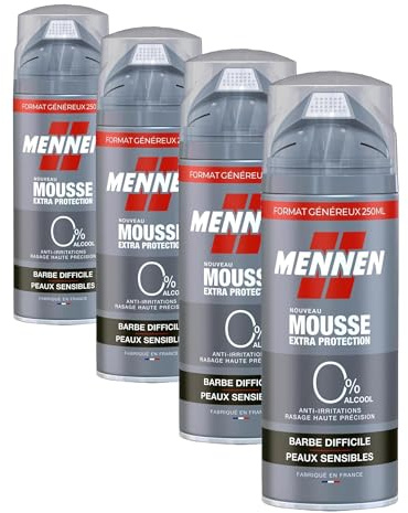 Mennen Mousse à Raser Barbes Difficiles, 250ml (Lot de 4)