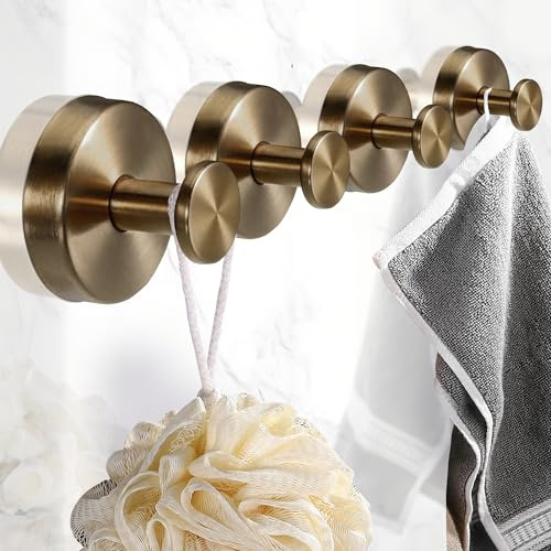 EUIOOVM Gancho con ventosa, gancho para toallas de acero inoxidable, gancho con ventosa, gancho de baño extrafuerte, gancho de ducha, extrafuerte, gancho de baño autoadhesivo (4, oro rosa)