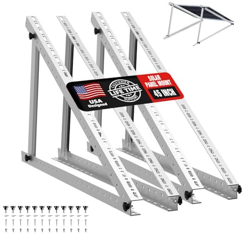 Staffe di montaggio per pannello solare, 2 set da 114 cm regolabili con gambe inclinabili pieghevoli, adatte per 2-4 pannelli solari da 180 200 300 400 500 Watt per tetto, camper, barca e off-grid