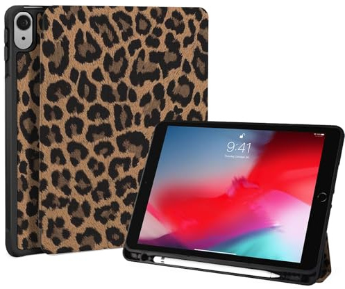 Fycyko Hülle Kompatibel mit iPad Air 11-Zoll M4/M3/M2 (2026/2025/2024),iPad Air 5./4. Gen 10.9 (2022/2020), Hülle mit Stifthalter &Trifold Ständer, Leopardenmuster Ästhetisches Schutzhülle - Braun