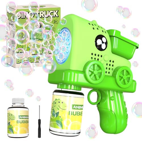 Panacare Dinosaurier Truck Seifenblasenpistole, Seifenblasenmaschine Gun Kinder 5000+ Blasen/Minute mit Seifenblasenlösung, Seifenblasenspielzeug Geschenk für Kinder/Geburtstag/Party, Bubble Gun