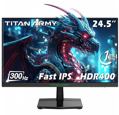 TITAN ARMY Ecran PC Gamer 300Hz 24.5 Pouces, 280Hz 240Hz 1080P Full HD 1ms GTG Adaptive-Sync Moniteur sans Cadre, HDR400, 96% DCI-P3, 100 * 100 VESA, Faible lumière Bleue, DP & HDMI x2, P2510HS