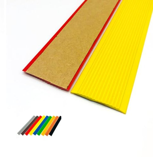 BGKASYHI Non Slip Plastic Stair Nosing Adhesive Strips Yellow Length 3m Self Adhesive Stair Nosing for Flooring Soft Flat Treads Trim Threshold Edging Cover