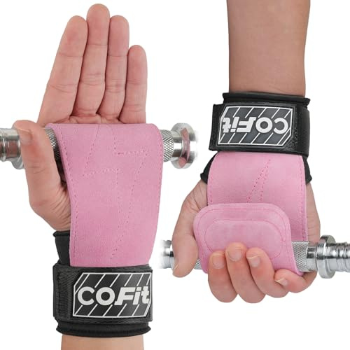 COFIT Cinghie da Polso per Sollevamento Pesi, Fascette da Polso per Allenamento, Straps Palestra, Fascette Sollevamento Pesi, Presa Migliorata per Una Protezione di Mano e Polso - Taglia Piccola Rosa