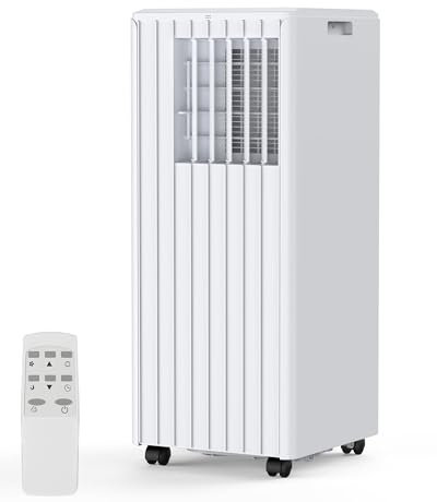 Portable air conditioner with cooling power of 8000 BTU - 3 modes (cooling, dehumidification, fan) for rooms up to 350 m², includes remote control, timer