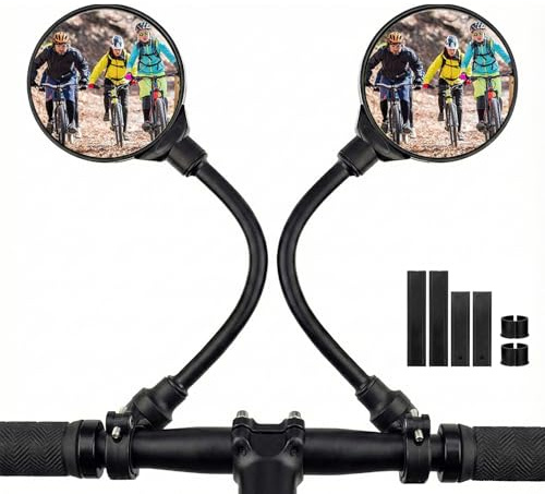 2 Stück Fahrradspiegel, 360° Drehbar & Einstellbar, für 22-32mm Lenker, Sicherer Convex Rückspiegel für Mountainbikes, Rennräder und Fahrräder, langlebig & leicht zu montieren