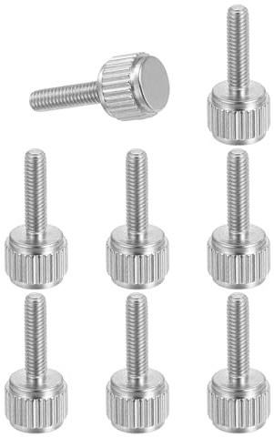 sourcing map 8 Pcs M2.5 x 10mm Vernier Caliper Screws, Stainless Steel Flat Head Thumb Screws Metric Knurled Round Head Bolts Grip Knobs Hand Tighten Thread Fasteners for Measuring Tool