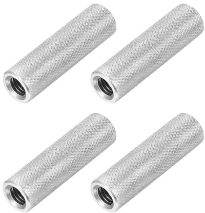 PATIKIL M6 Round Connector Nuts, 4 Pcs 0.39 OD x 1.38 H 304 Stainless Steel Round Knurled Thumb Coupling Nut Sleeve Threaded Rod Bar Stud Tube Hardware Fastener for Camera Lamp Bracket