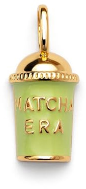 SINGULARU - Charm Coffee, Matcha und Croissant. Messing mit 18K vergoldung und Emaille. Schmuck für Damen.