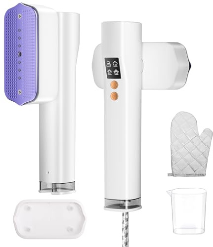 ZStarlite Travel Steamer for Clothes,100-240V Dual Voltage Clothes Steamer,2 in 1 1200W Handheld Garment Steamer Clothing,4 Modes, LED Display,Portable Travel Iron Steam Iron for Travel,Home(White)