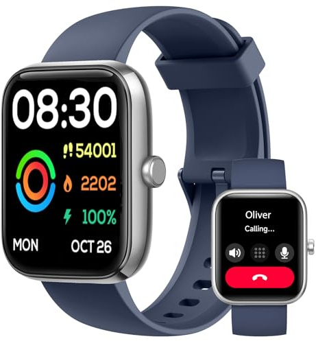 Smartwatch Hombre Mujer, Reloj Inteligente Llamadas Bluetooth IP68 Sumergible, 120+ Deportivos Modos Smart Watch 1.83HD con Podómetro, Pulsómetro Monitor de Sueño, Pulsera Actividad Regalo, Azul