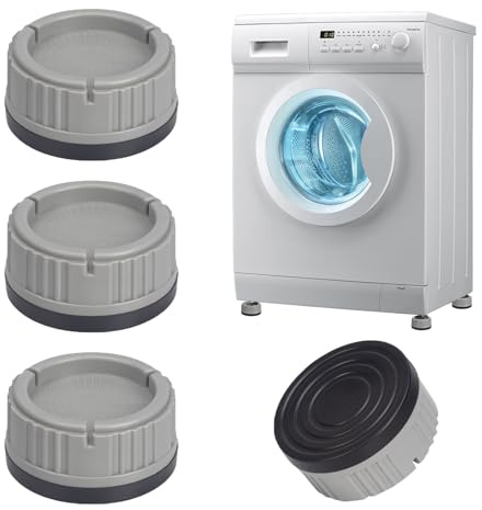 Alyvisun 4 Pezzi Piedini Antivibrazione Lavatrice in Gomma, Universali Piedi Supporto Ammortizzatori Tappetino Drenaggio, Antiscivolo Rialzo da Terra per Lavatrice, Asciugatrice, Frigorifero