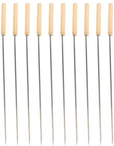 Brochetas con Inoxidable Acero 10 Piezas para Barbacoa Mango de Madera