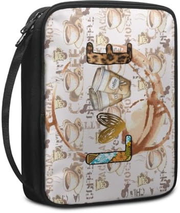 Bibelhülle Leopard Druck Liebe Buchtasche für Männer Frauen Tragbar Buchhülle Stoff Leinwand Polyester Bibel Zubehör mit Reißverschluss Griffen Bibel Hülle 27.5x22.5x5.5 cm
