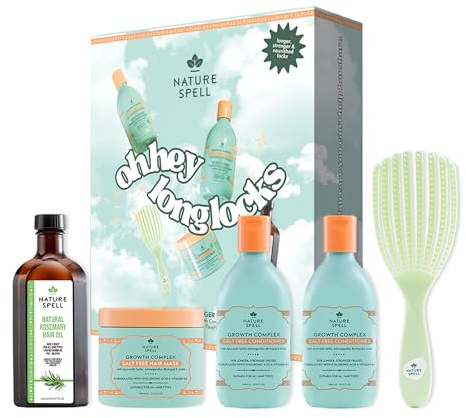 Nature Spell Hey Long Locks Haircare Gift Set for Her, Vegan, Pack of 5