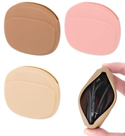 HUVZOR 3 Pièces Mini Pochette, étui pour Casque en Silicone, mini sac en silicone, étui pour écouteurs étanche, étui pour écouteurs souple et flexible, sac de rangement pour écouteurs