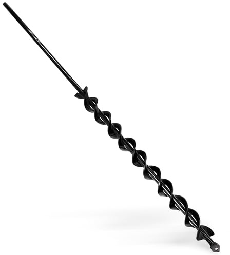 LYFETC 3 x 60 cm, trapano nero con trivella per trapano – 60 cm per recinzioni, fiori, ponteggi e ombrelloni – Robusto trapano da giardino per suolo, argilla e suolo