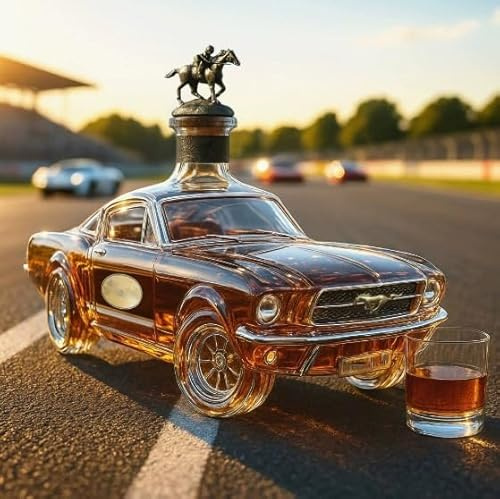 Carafe à Whisky, Carafe De Bouteille En Verre En Forme De Voiture De 300 Ml, Bouchon De Bouteilles De Vin De Voiture De Course Classique, Récipient De Distribution D'alcool Vintage Pour H Horse Crown