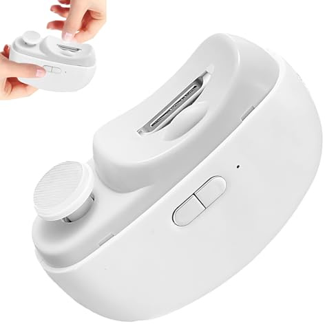 Electric Nail Clippers Tagliaunghie Elettrico 2 in 1 Con Funzione Lucidante E Luce LED 2 Velocità Ultra Silenzioso per Unghie E Rifinite in Modo Sicuro per Bambini E Adulti (Bianco)
