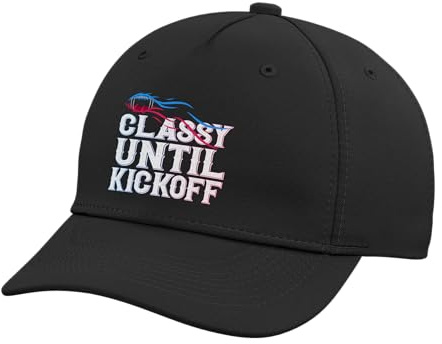 Classy Until Kickoff Game Day American Football Mom Adjustable Printed Baseball Hat, Black